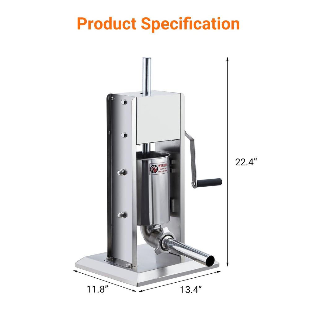 Manual Stainless Steel Sausage Stuffer with 5 Stuffing Tubes V826874