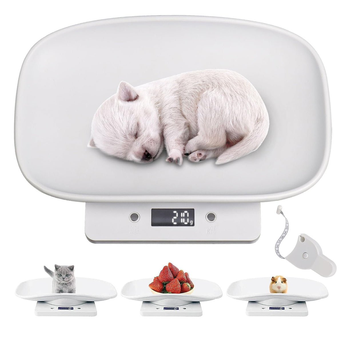 Digital Pet Scale with 1g Resolution and Tape Measure O150