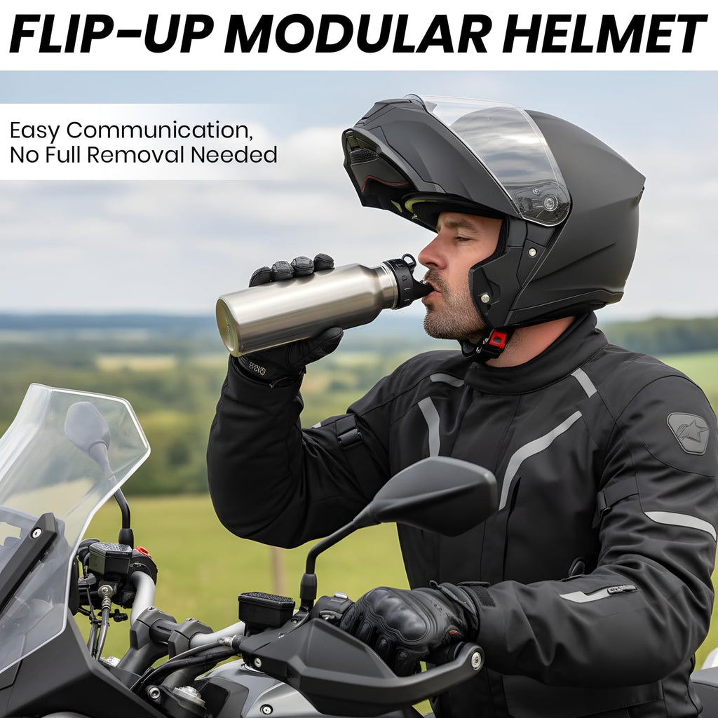 Modular Flip Up Motorcycle Helmet with Dual Visor O73199