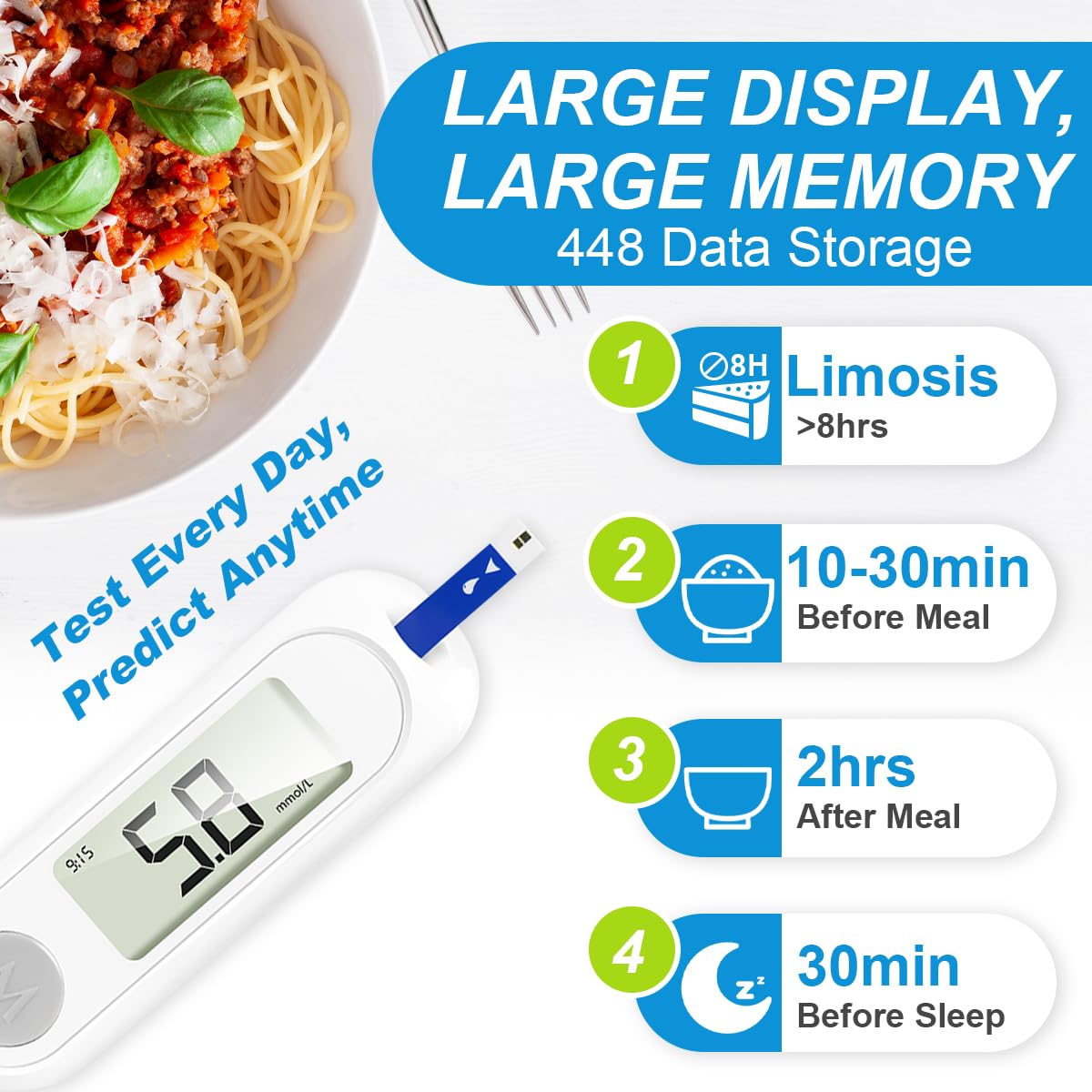 Blood Sugar Monitor Kit with 50 Test Strips & 50 Lancets Y472