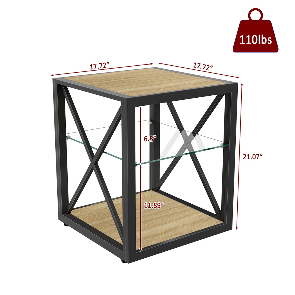 End Table Set of 2 with 3-Tier Storage Shelf U837452