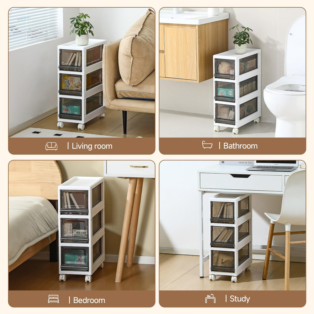3 Drawer Plastic Storage Organizer with Wheels Z8701