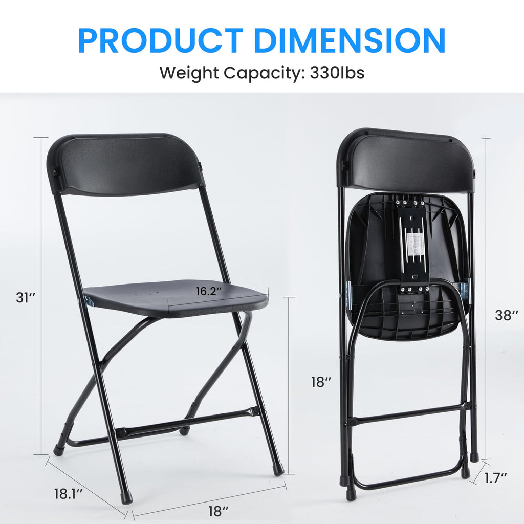 10 Pcs Black Plastic Folding Chair with Metal Frame Y362