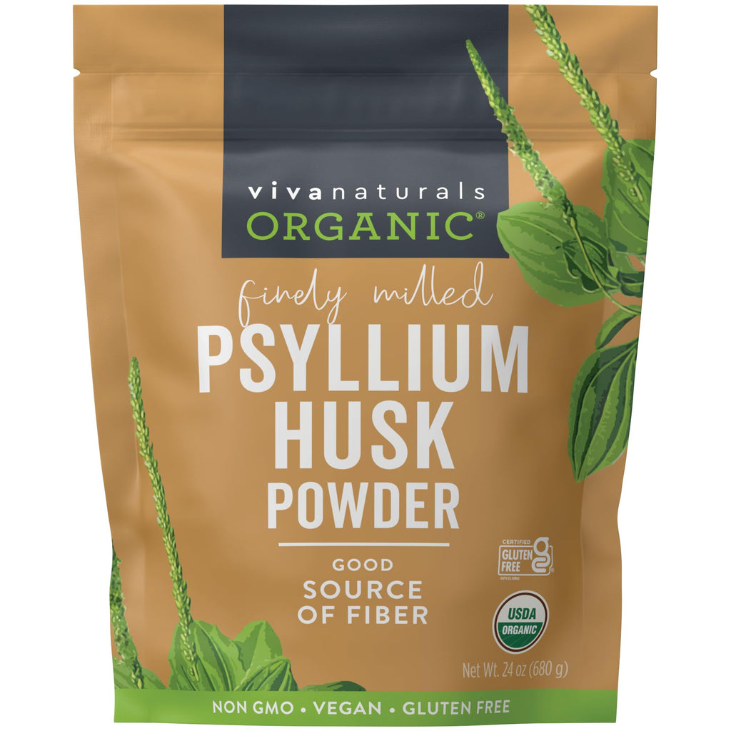 24 oz Organic Psyllium Husk Powder and 100 Count Medicated Cooling Pads W82605
