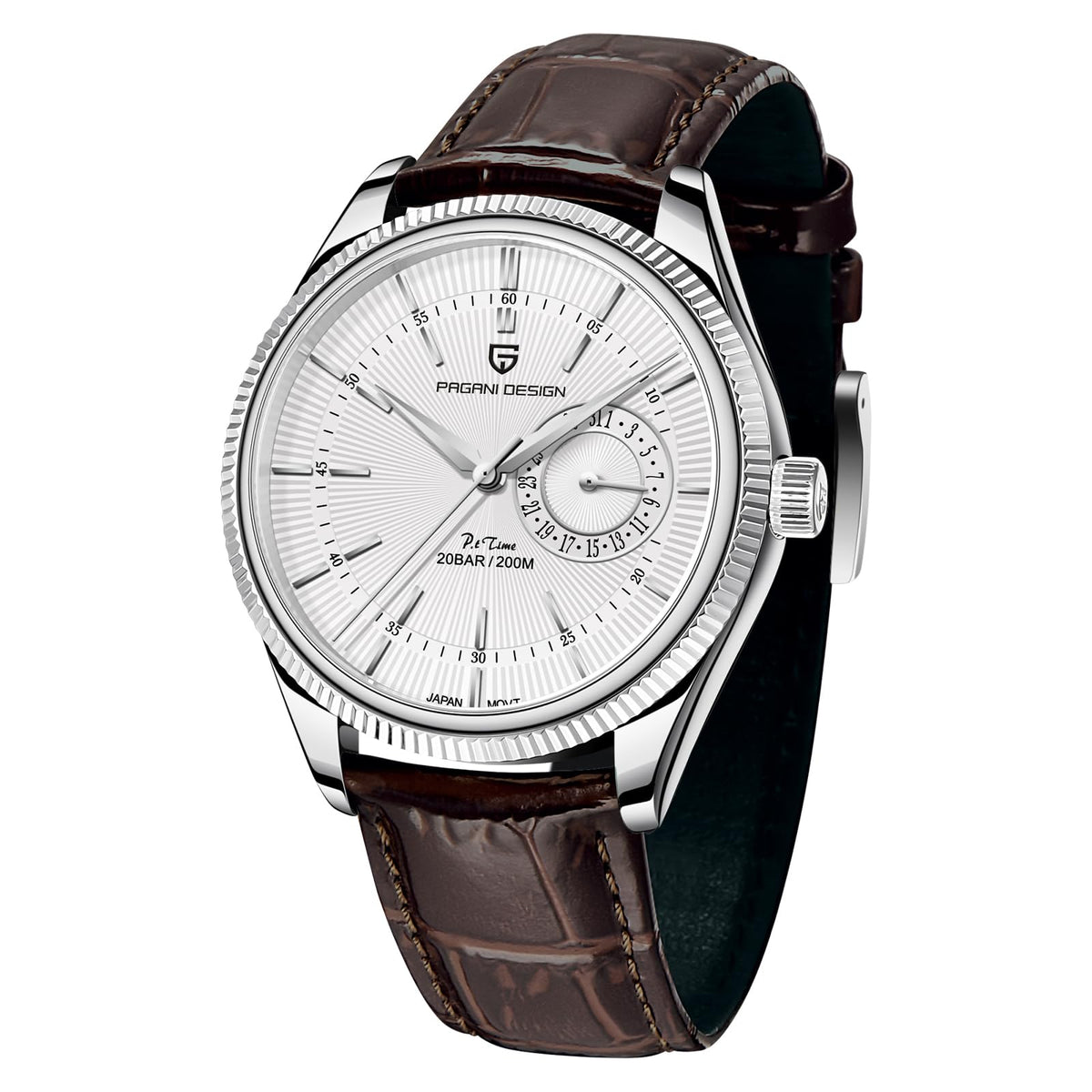 40mm Stainless Steel Quartz Wristwatch with Date Display W765
