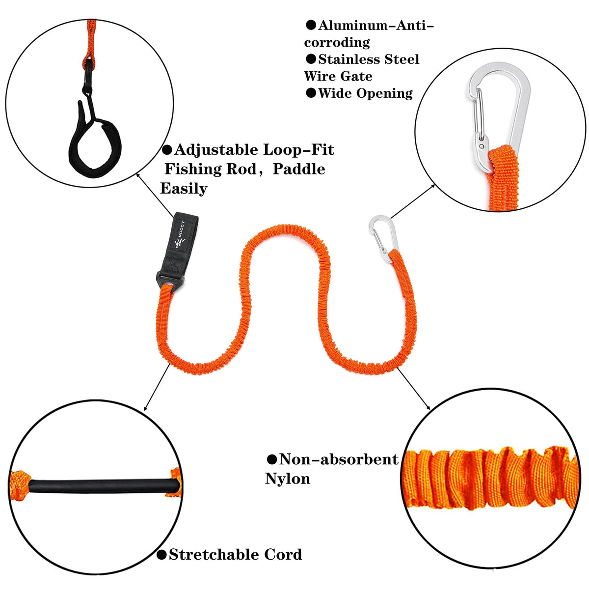 Kayak Paddle Leash Stretchable Coiled Lanyard O352761