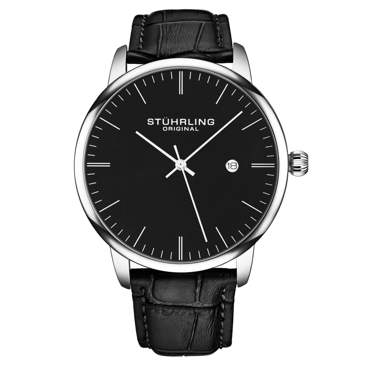 Men's 40mm Ultra Slim Leather Strap Quartz Analog Dress Watch R1962