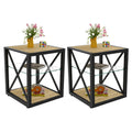End Table Set of 2 with 3-Tier Storage Shelf U837452