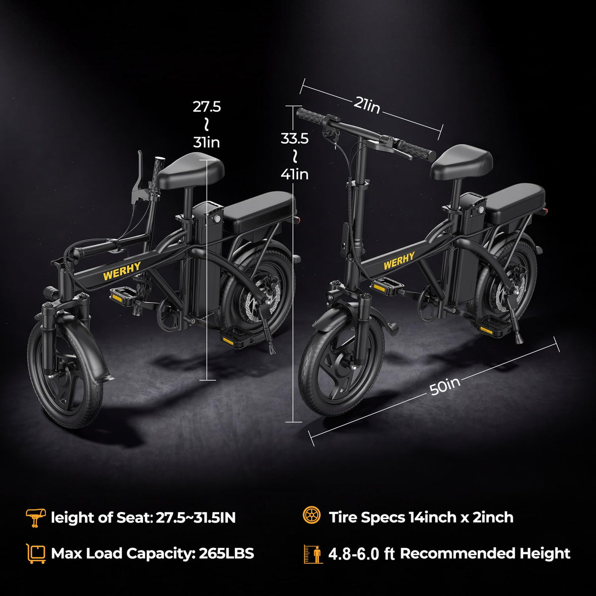 750W Peak Foldable Electric Bike with 48V Removable Battery Z884992