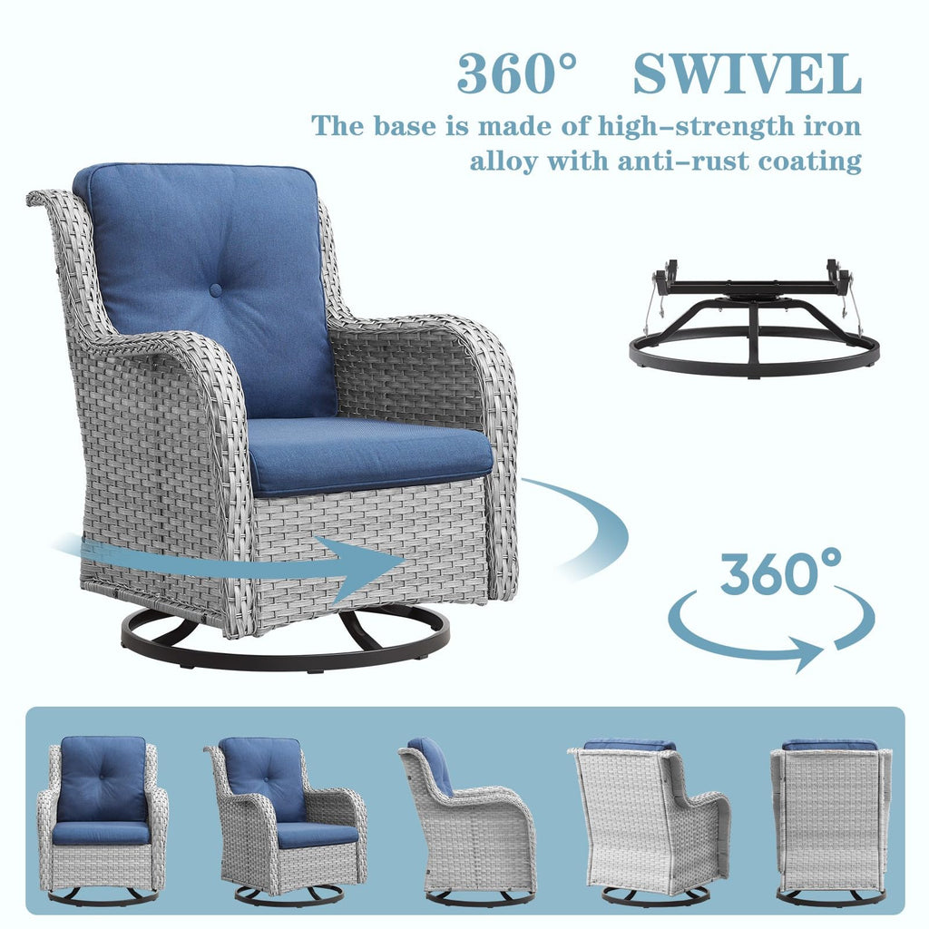8 Piece Wicker Patio Furniture Set with Swivel Rocker Chairs and Coffee Table N744