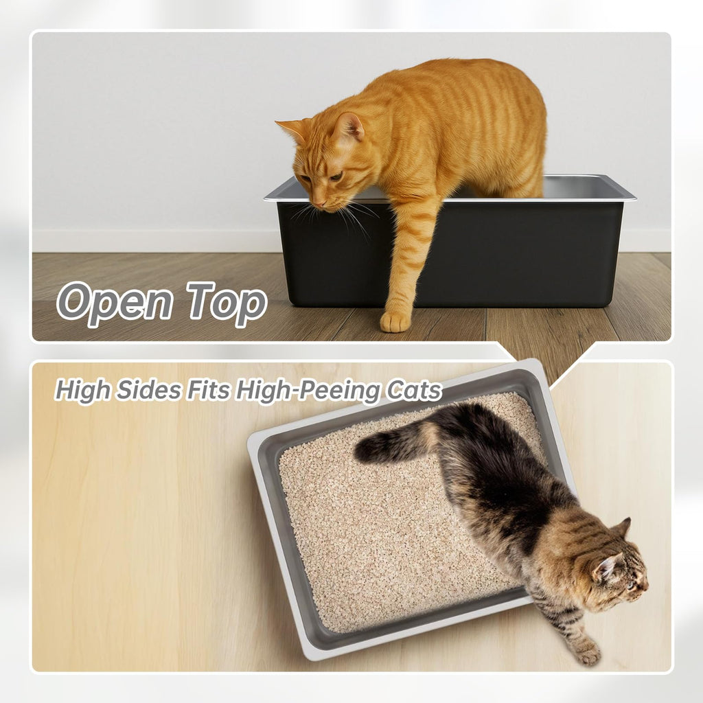 High Sided Stainless Steel Cat Litter Box B236
