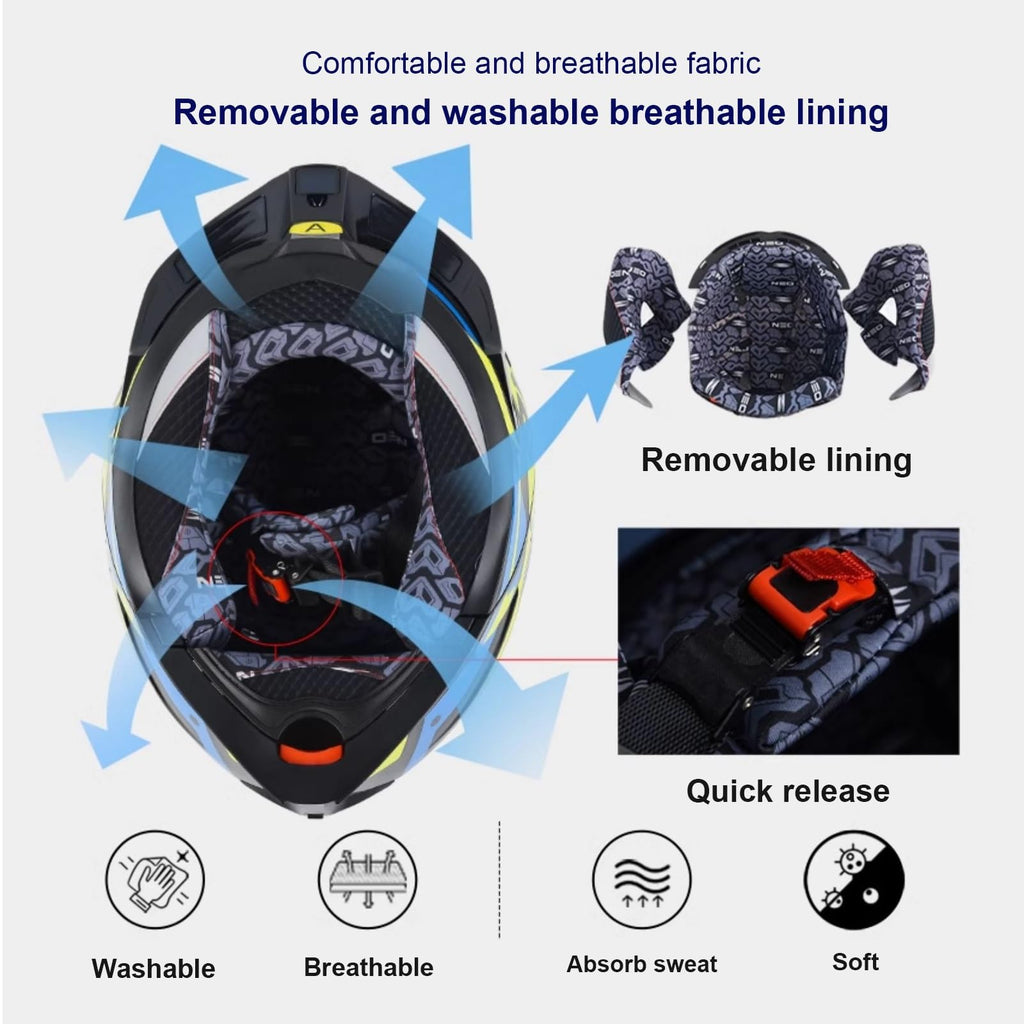 Bluetooth Modular Motorcycle Helmet with Dual Visor Full Face Flip Up DOT Approved Q38360