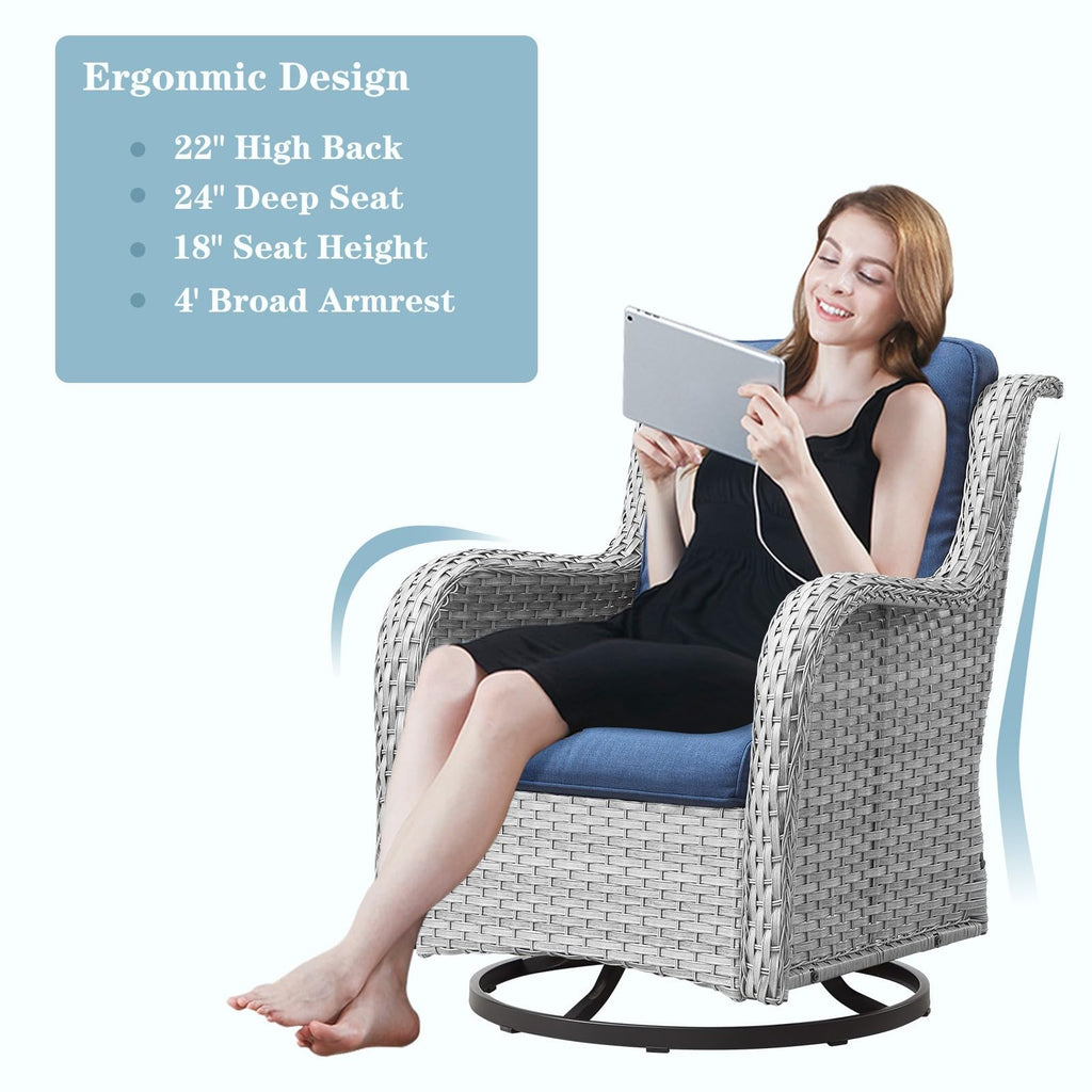8 Piece Wicker Patio Furniture Set with Swivel Rocker Chairs and Coffee Table N744
