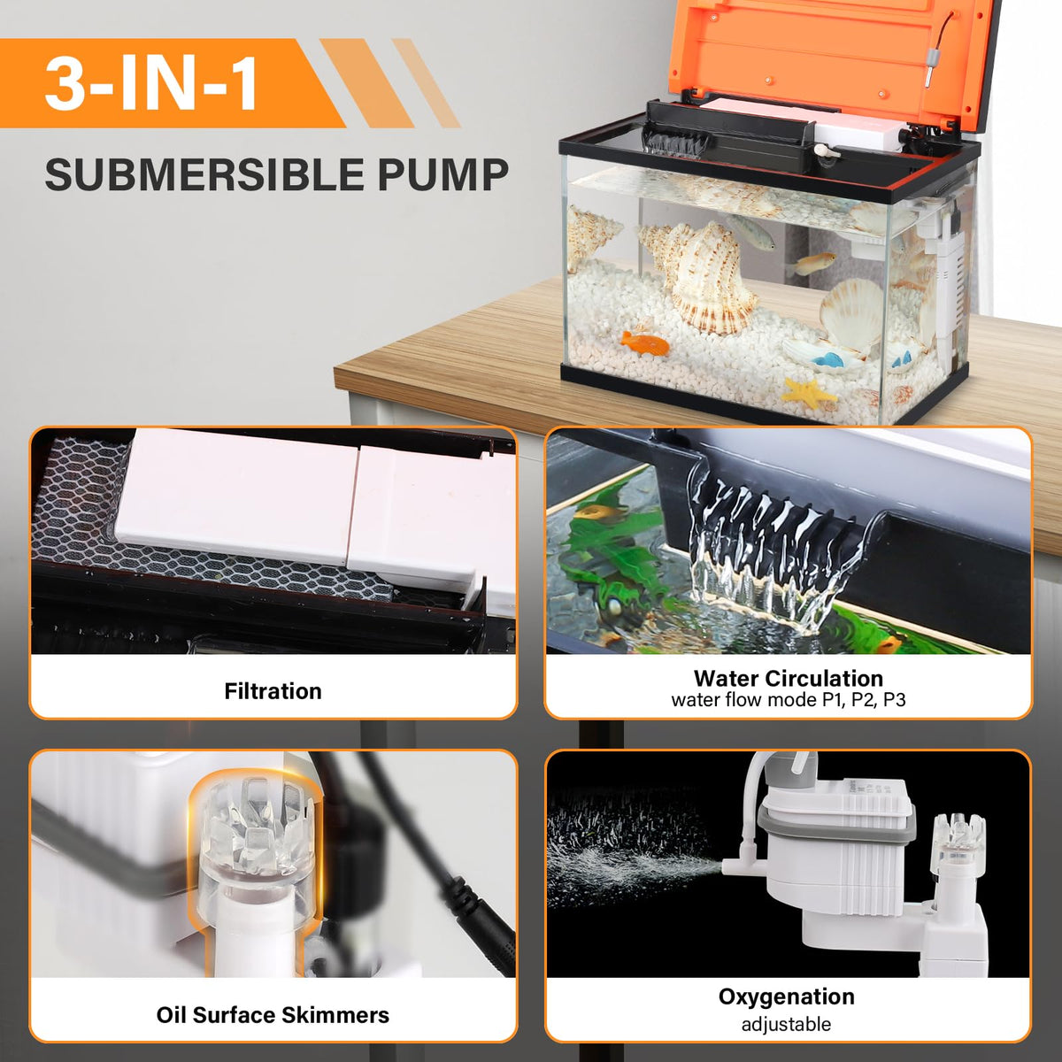 10 Gallon Glass Aquarium Starter Kit with Light Heater Pump Filter J207