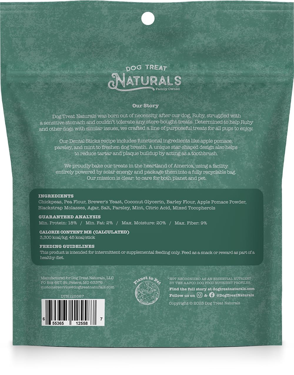 Chickpea & Mint Dental Sticks Dog Treats 10oz 20ct K63406