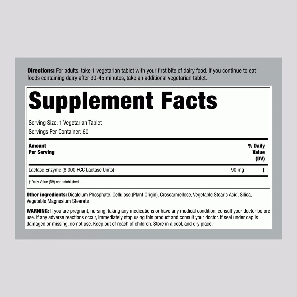 Lactase Enzyme 8000 FCC 60 Tablets I24098
