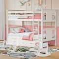 Solid Wood Twin-Over-Twin Bunk Bed with 2 Storage Drawers G3038