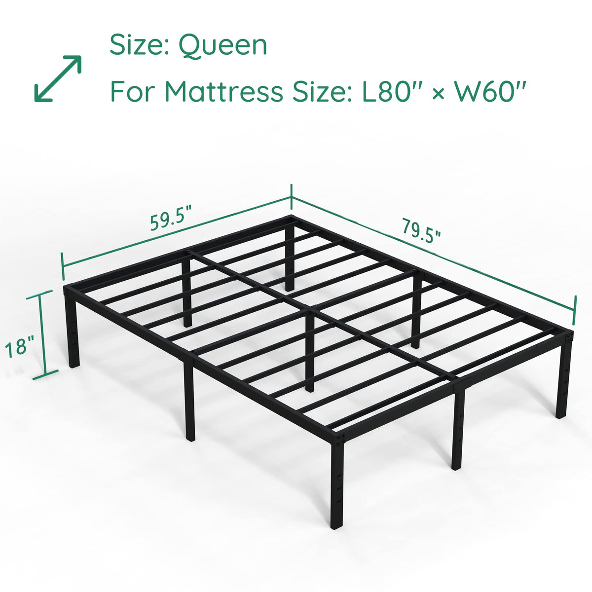 18 Inch High Queen Size Bed Frame with Storage S304771