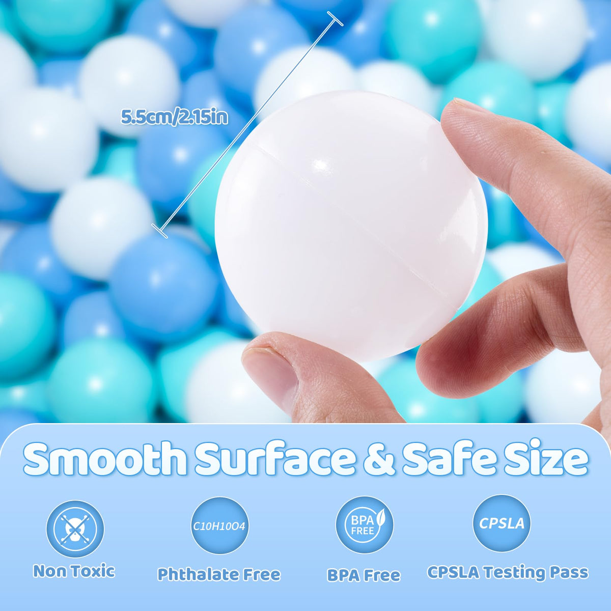 BPA Free Crush Proof Plastic Ball Pit Balls 2.15 Inch S145
