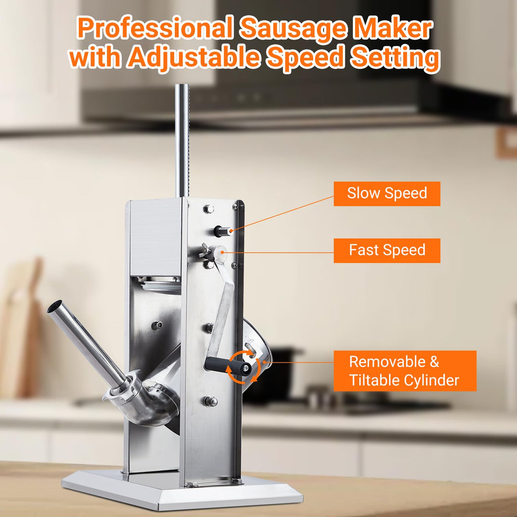 Manual Stainless Steel Sausage Stuffer with 5 Stuffing Tubes V826874