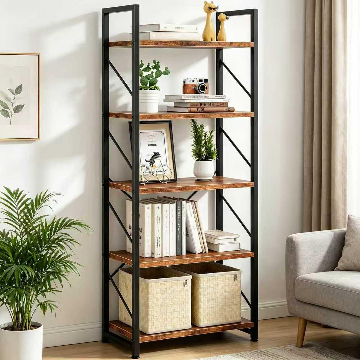 5 Tier Metal Bookshelf F59298