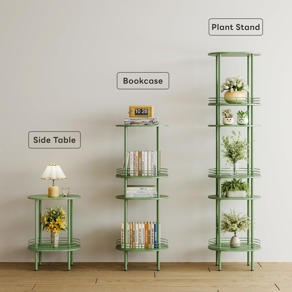 Oval Side Table with Storage, 2-Tier Green End Table T928