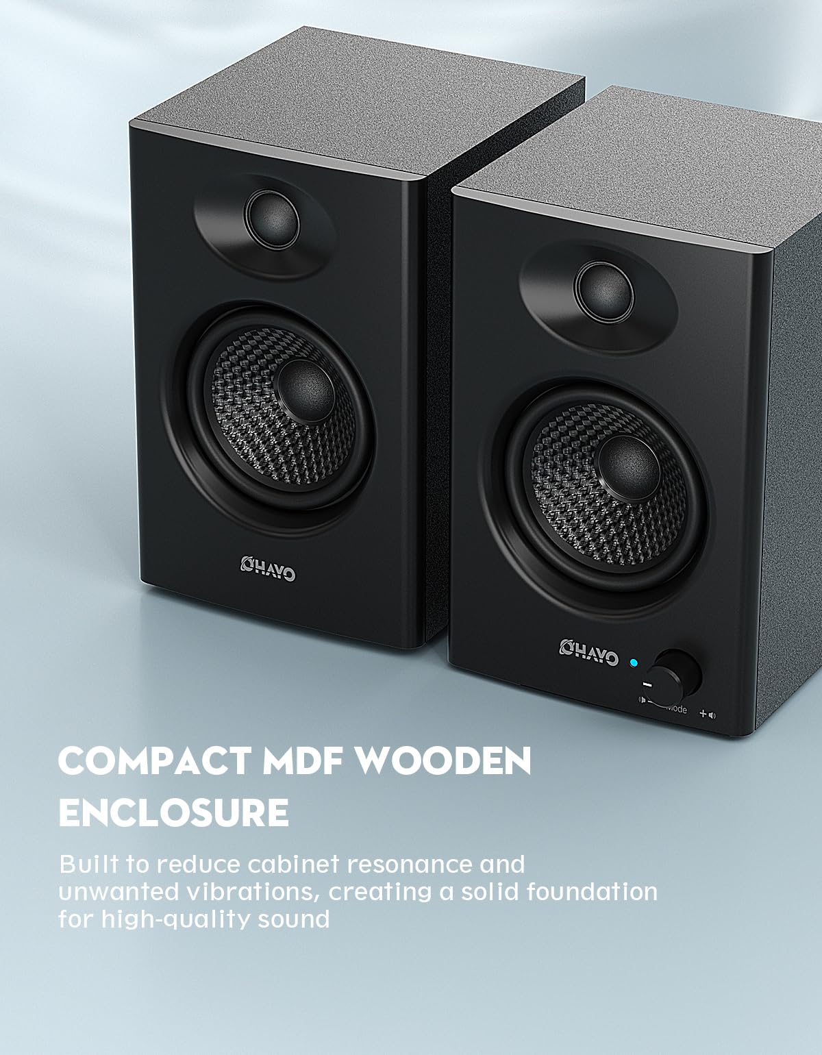 60W Bluetooth 5.3 Stereo 2.0 Computer Speakers 1 Pair Black V3801