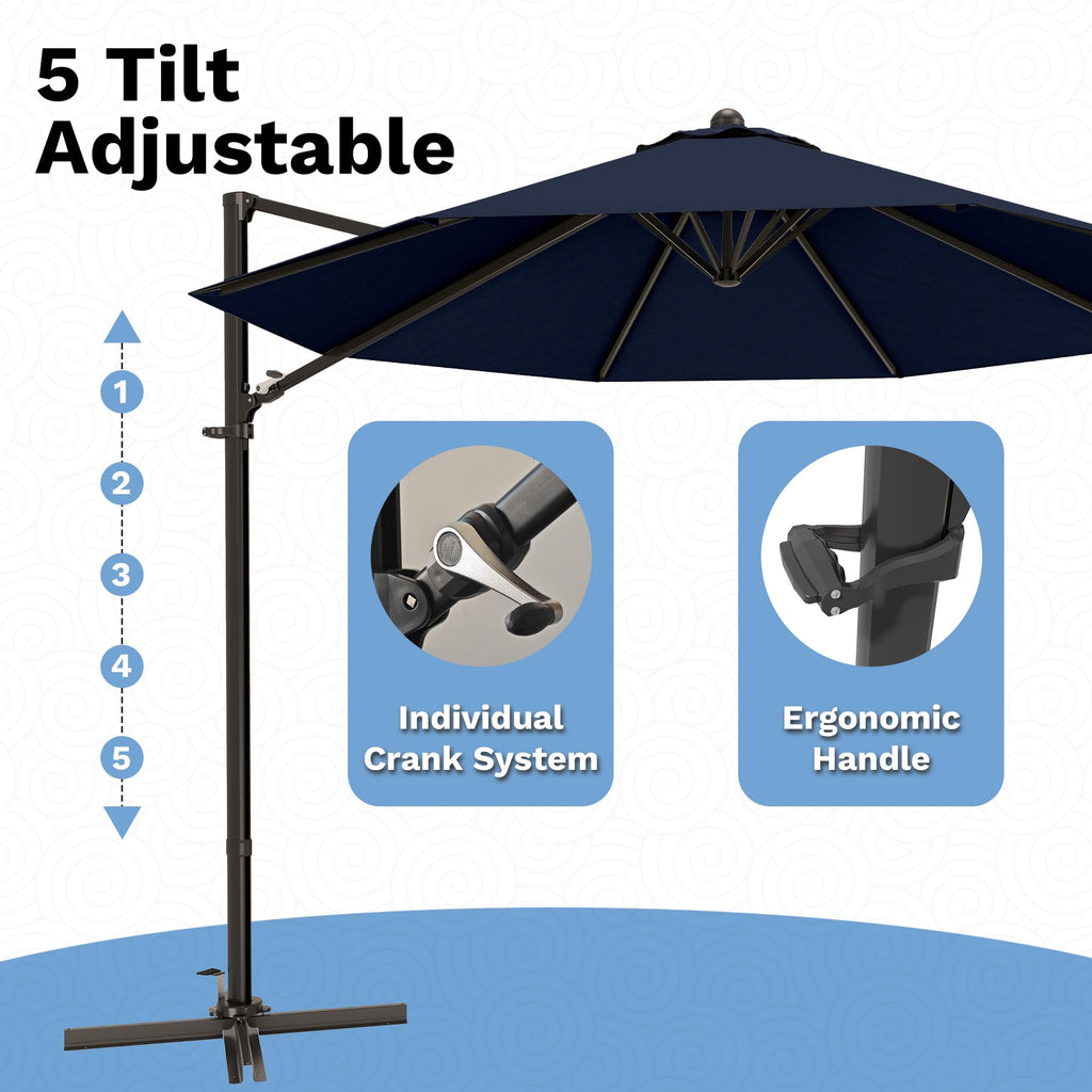 10ft Navy Blue Cantilever Patio Umbrella D730893