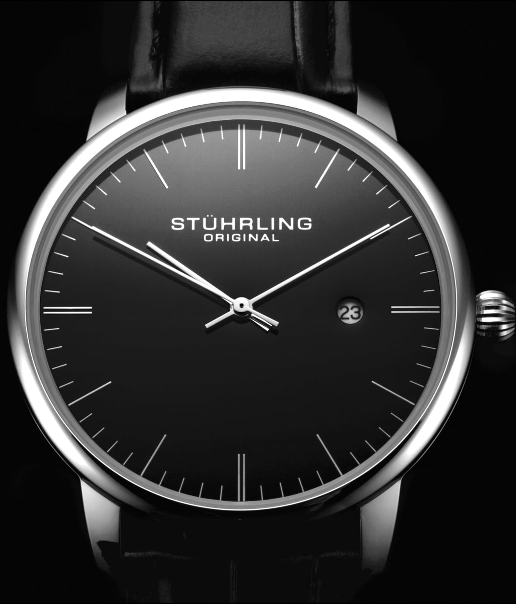 Men's 40mm Ultra Slim Leather Strap Quartz Analog Dress Watch R1962