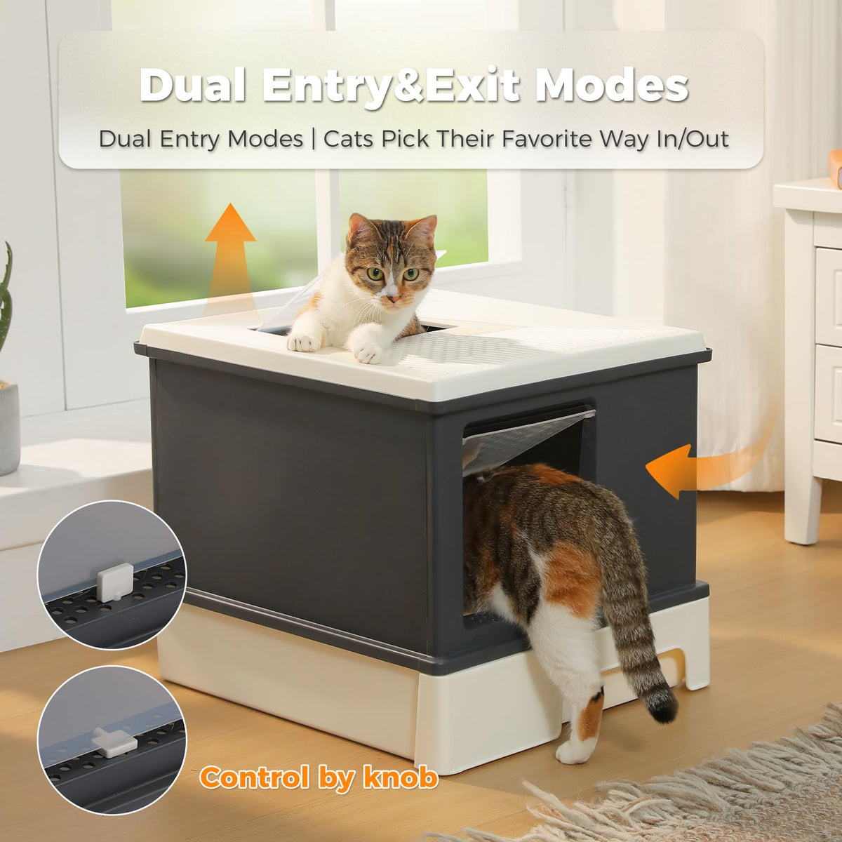 Large Enclosed Drawer Cat Litter Box with Dual Entry S560
