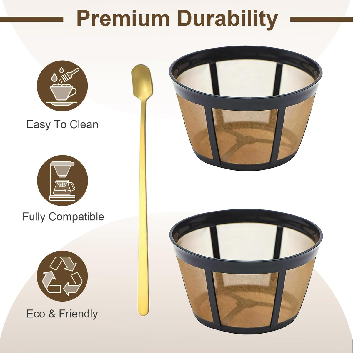 Reusable Coffee Filter Basket 2-Pack with Coffee Spoon F66397