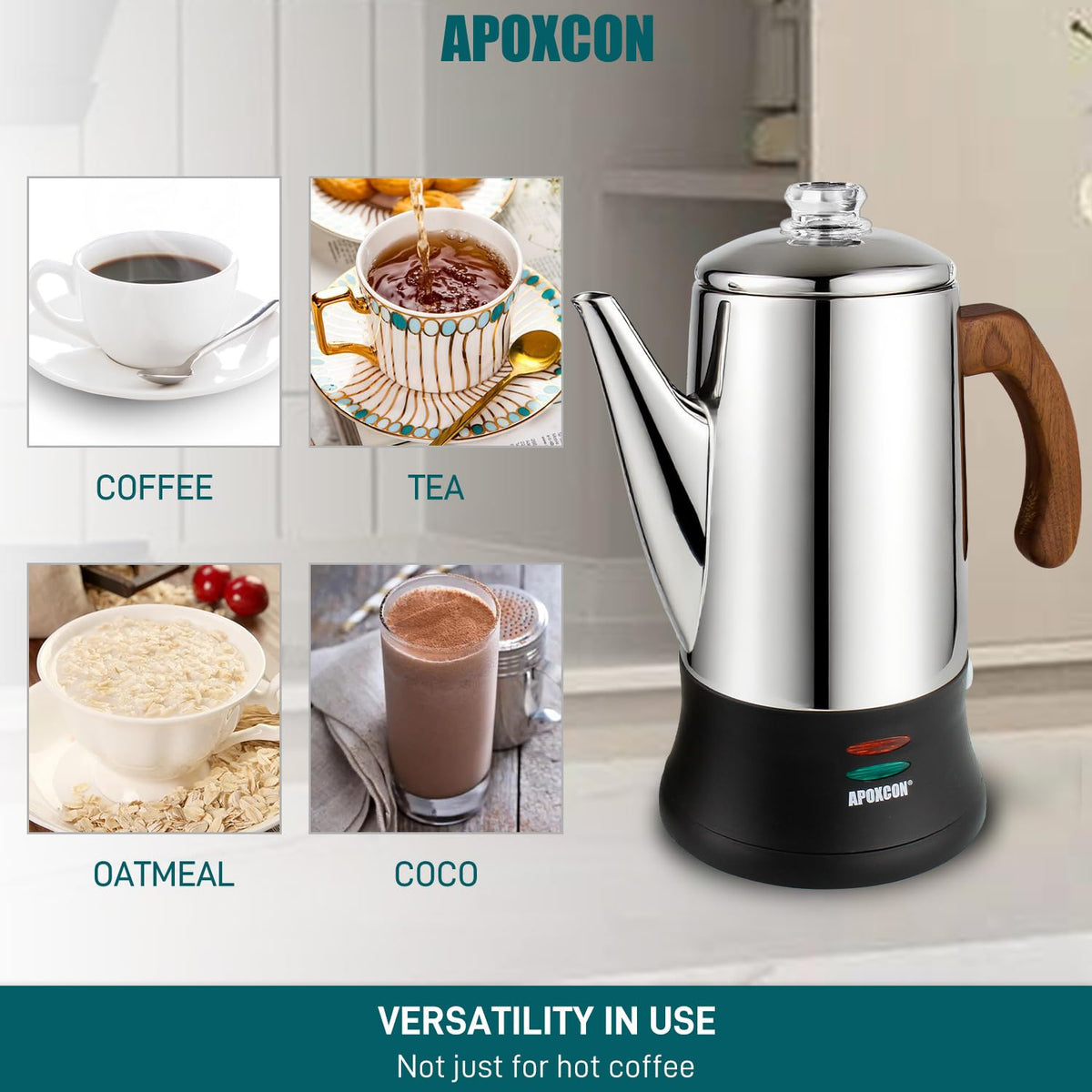 Electric Stainless Steel Coffee Percolator 8 Cup L929431