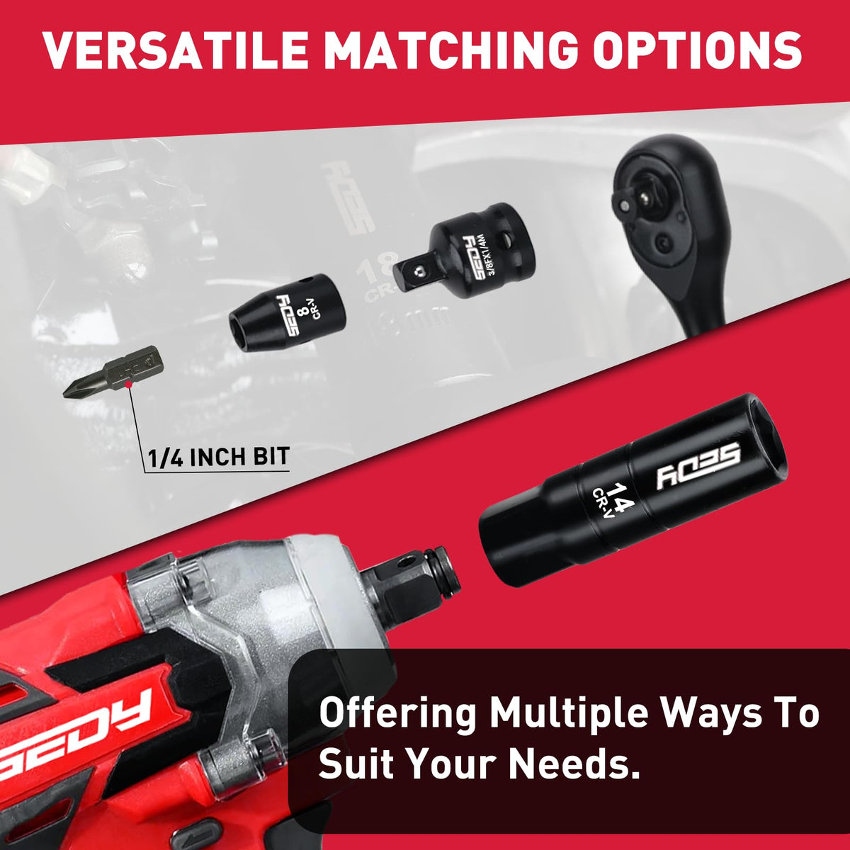 96-Piece 3/8" Drive Impact Socket Wrench and Bit Set, SAE & Metric, Cr-V Standard & Deep Sockets V220400