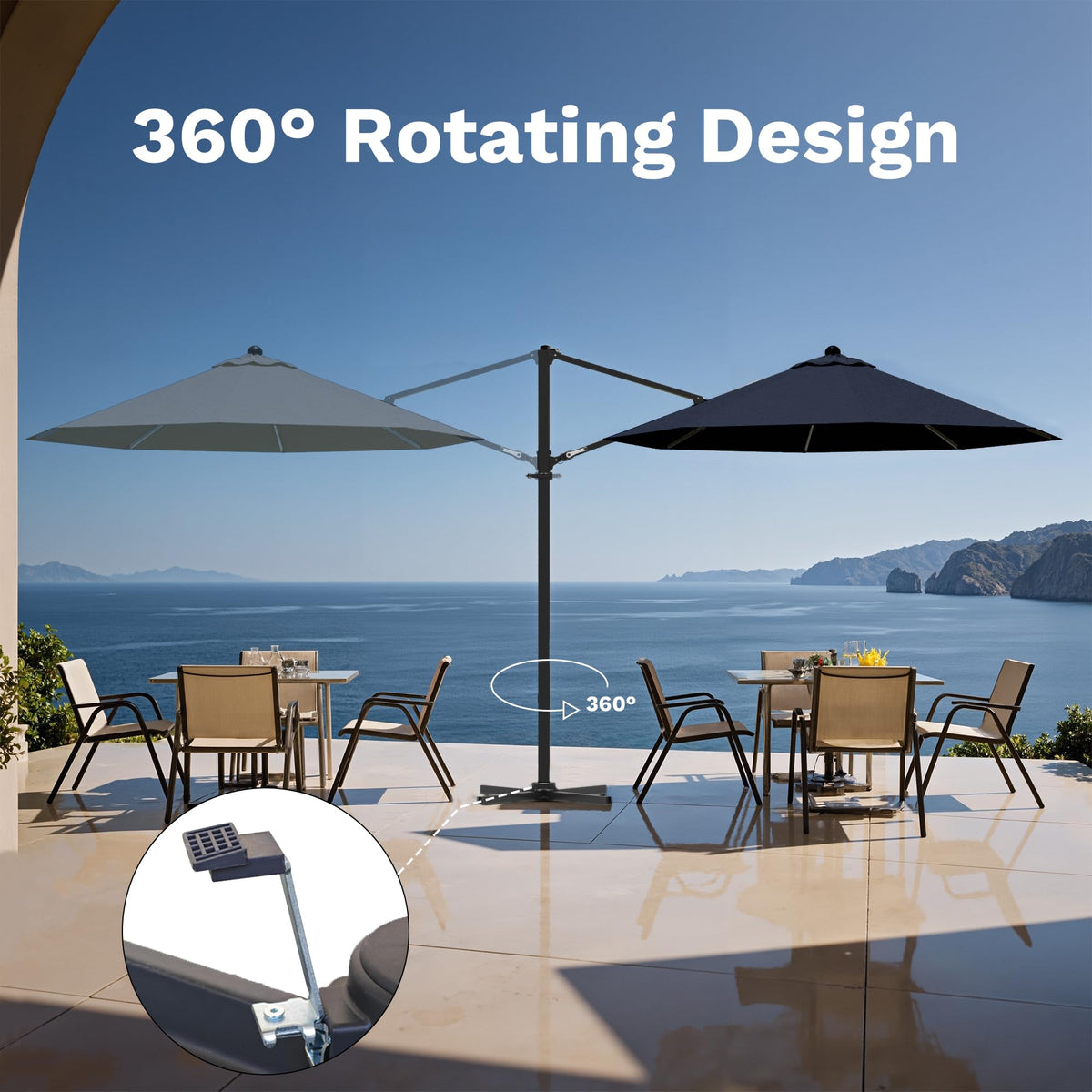 10ft Navy Blue Cantilever Patio Umbrella D730893