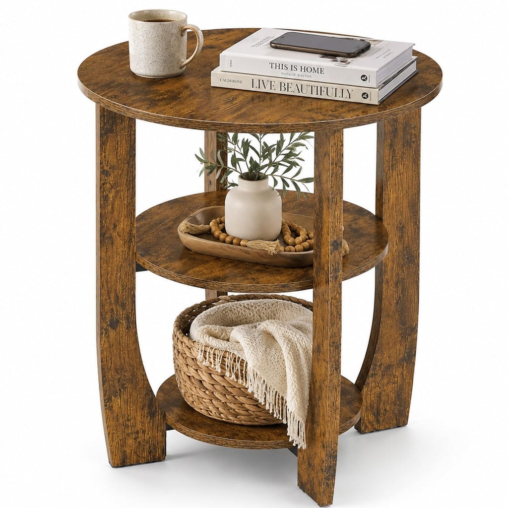 Rustic Brown 19.7 inch Round Side Table Z377