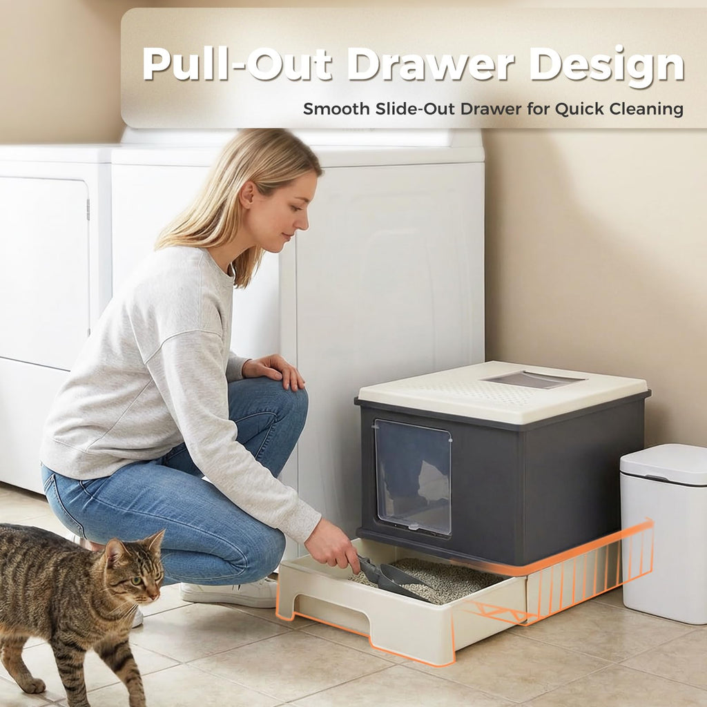 Large Enclosed Drawer Cat Litter Box with Dual Entry S560