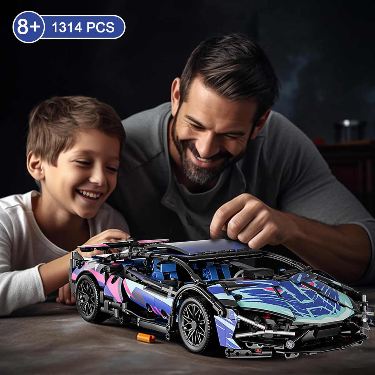 Blue 1:14 Scale Race Car Building Block Set F8518