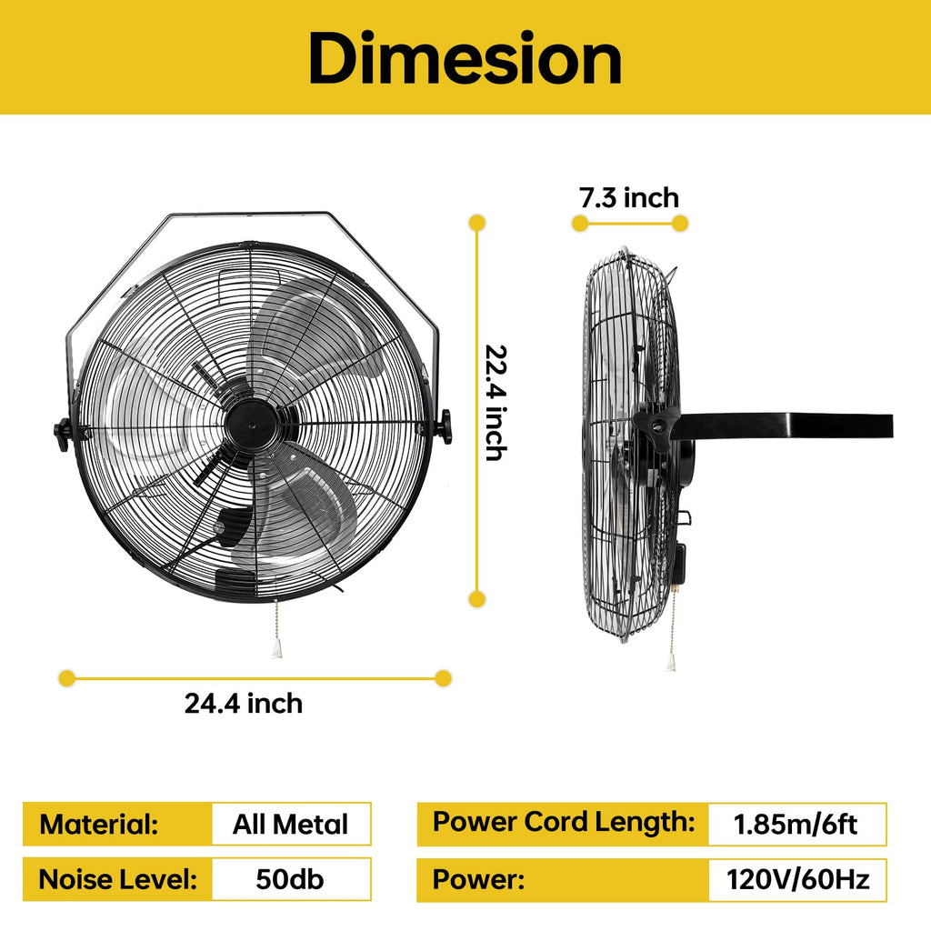 20 Inch High Velocity Metal Wall Mount Fan K430836
