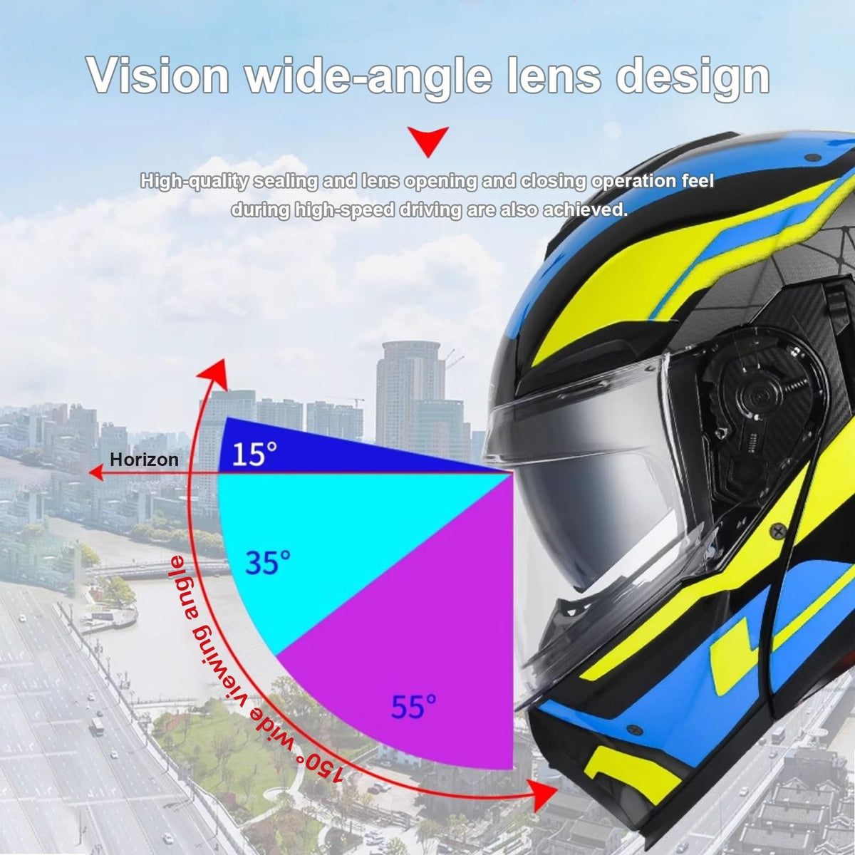 Bluetooth Modular Motorcycle Helmet with Dual Visor Full Face Flip Up DOT Approved Q38360
