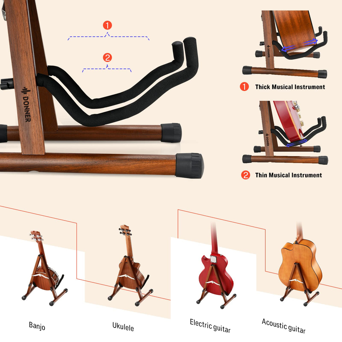 Wooden A Frame Folding Guitar Stand R208365