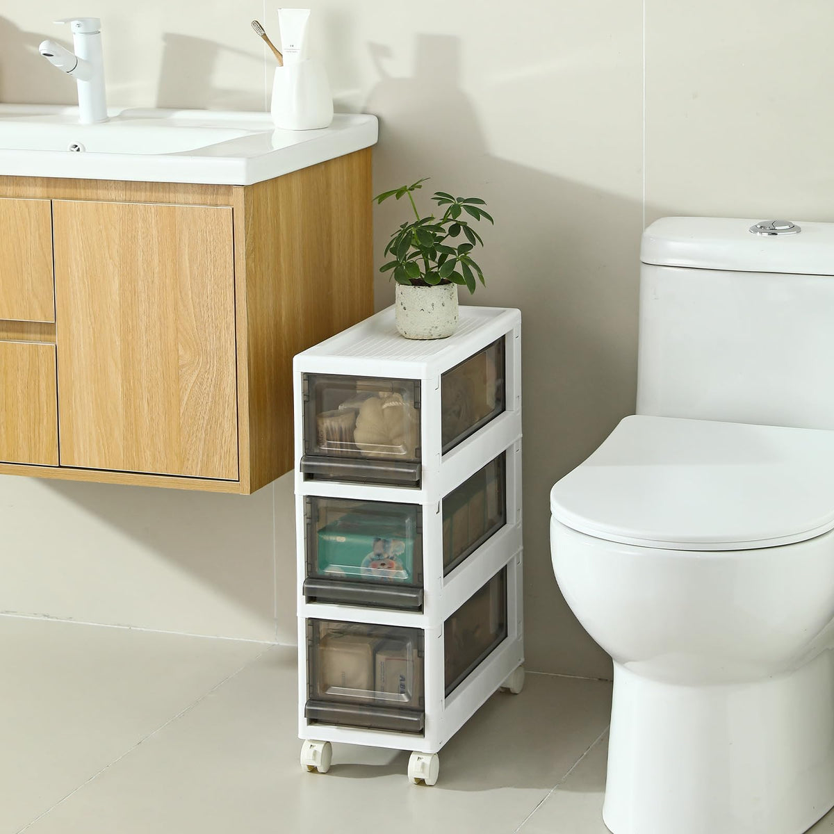 3 Drawer Plastic Storage Organizer with Wheels Z8701