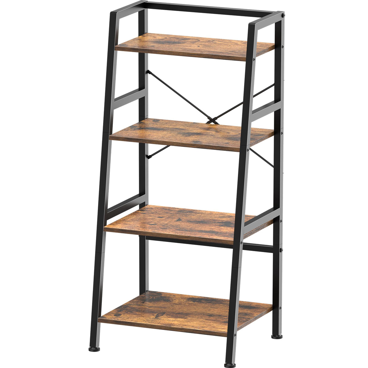 4-Tier Industrial Bookshelf with Steel Frame A7577