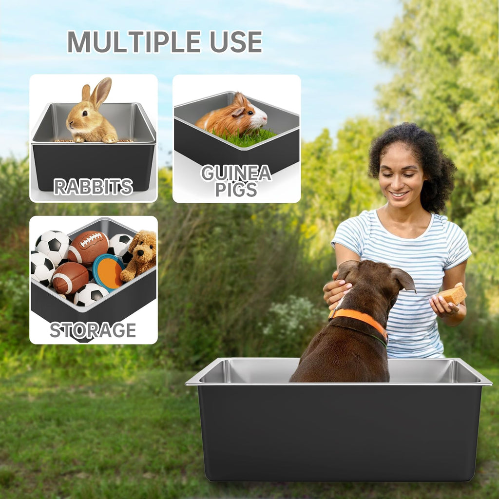 High Sided Stainless Steel Cat Litter Box B236