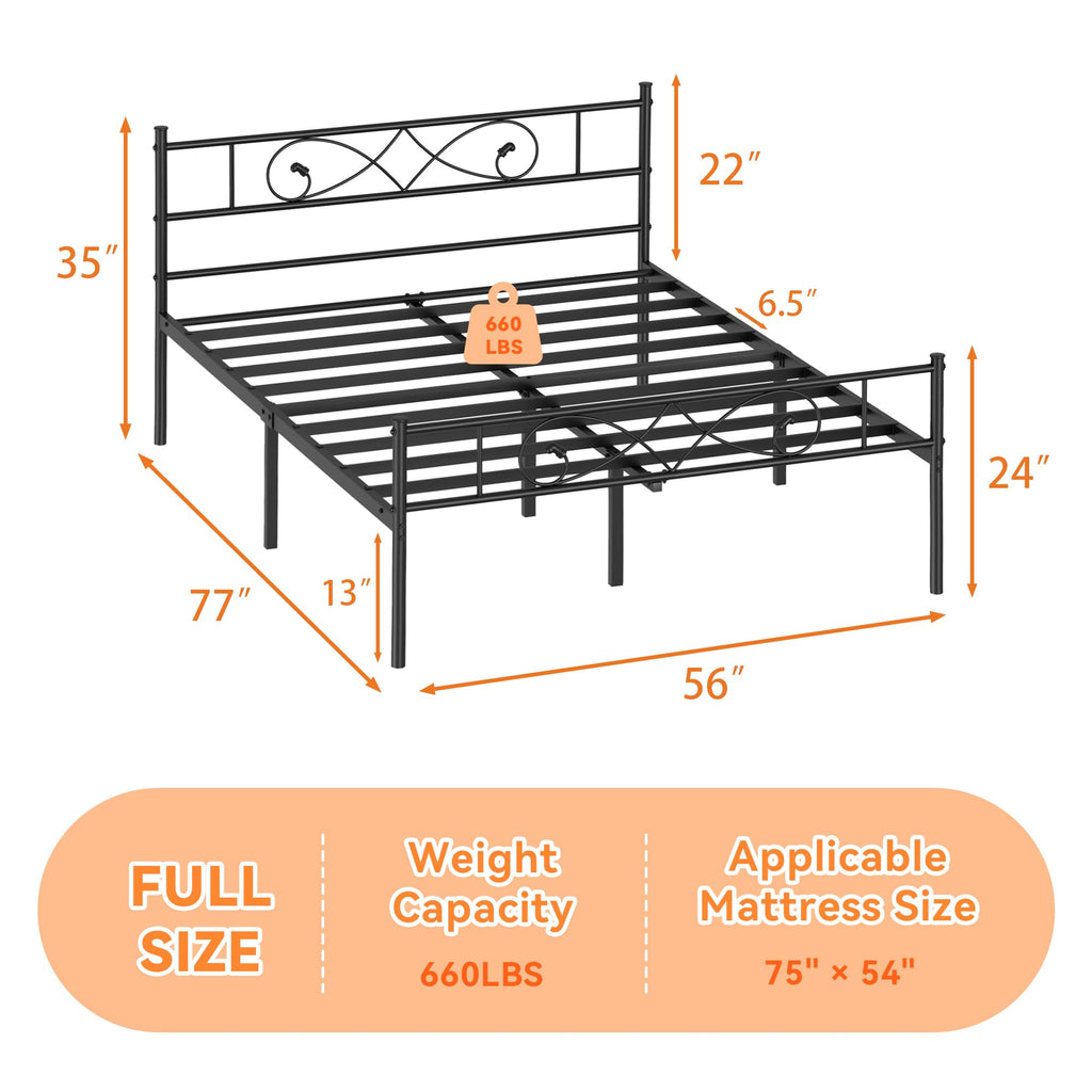 Full Size Metal Platform Bed with Under Storage P2458