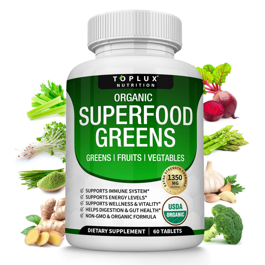 Organic Super Greens Capsules Superfood Supplement 60 Tablets B67534