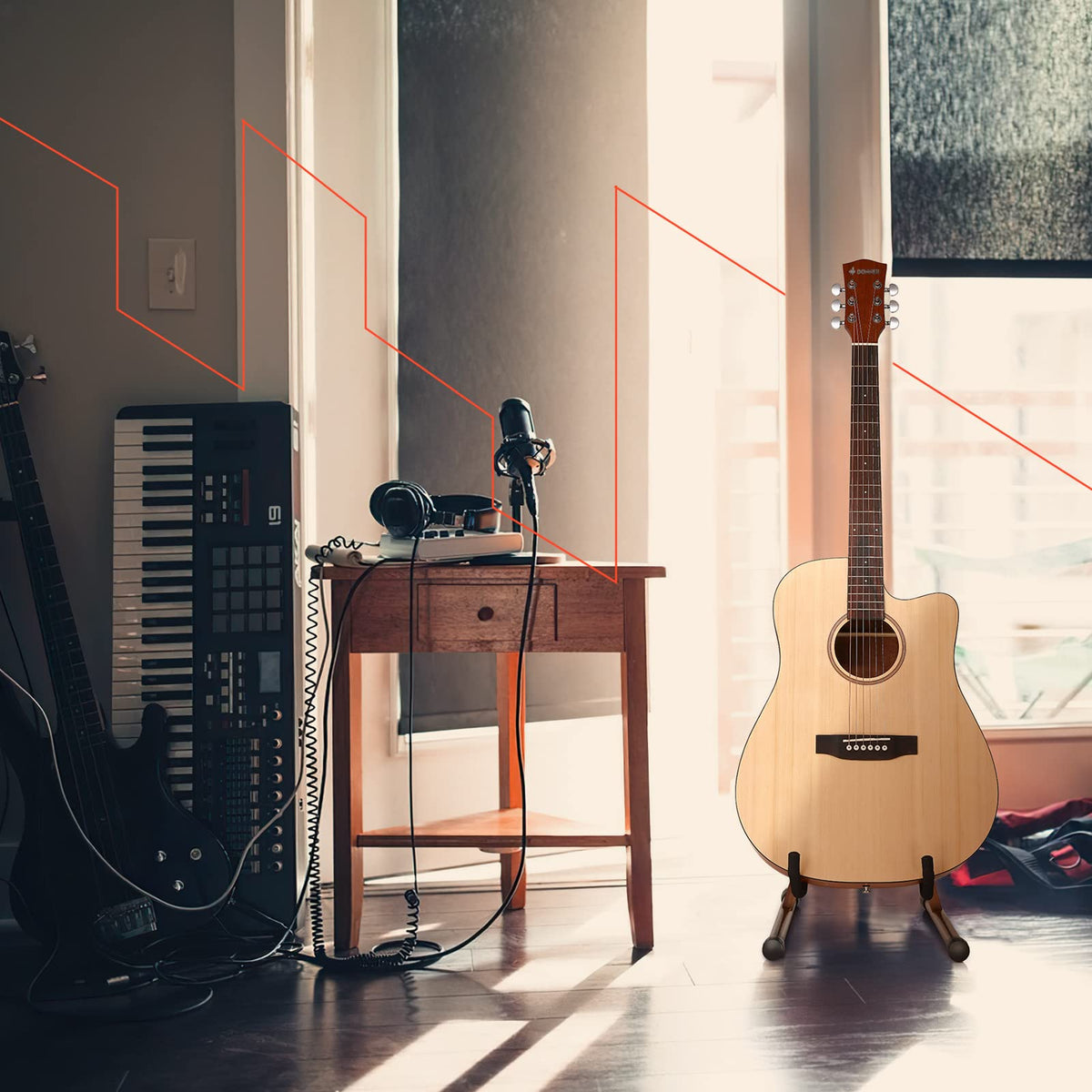Wooden A Frame Folding Guitar Stand R208365