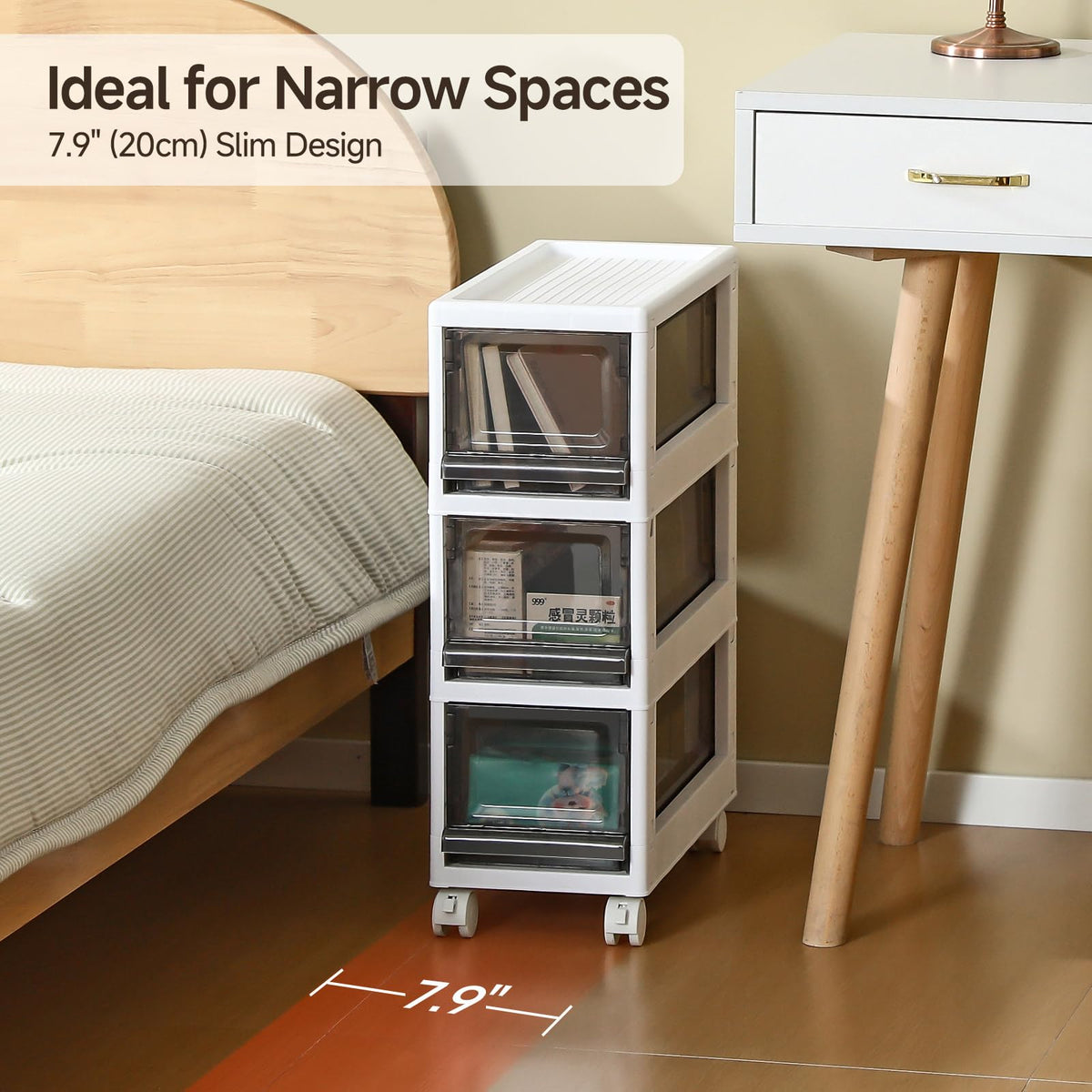 3 Drawer Plastic Storage Organizer with Wheels Z8701