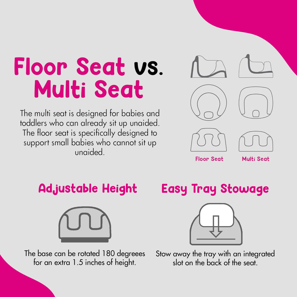 Portable Infant Multi-Seat with Tray, 6 to 36 Months, Taupe P6481