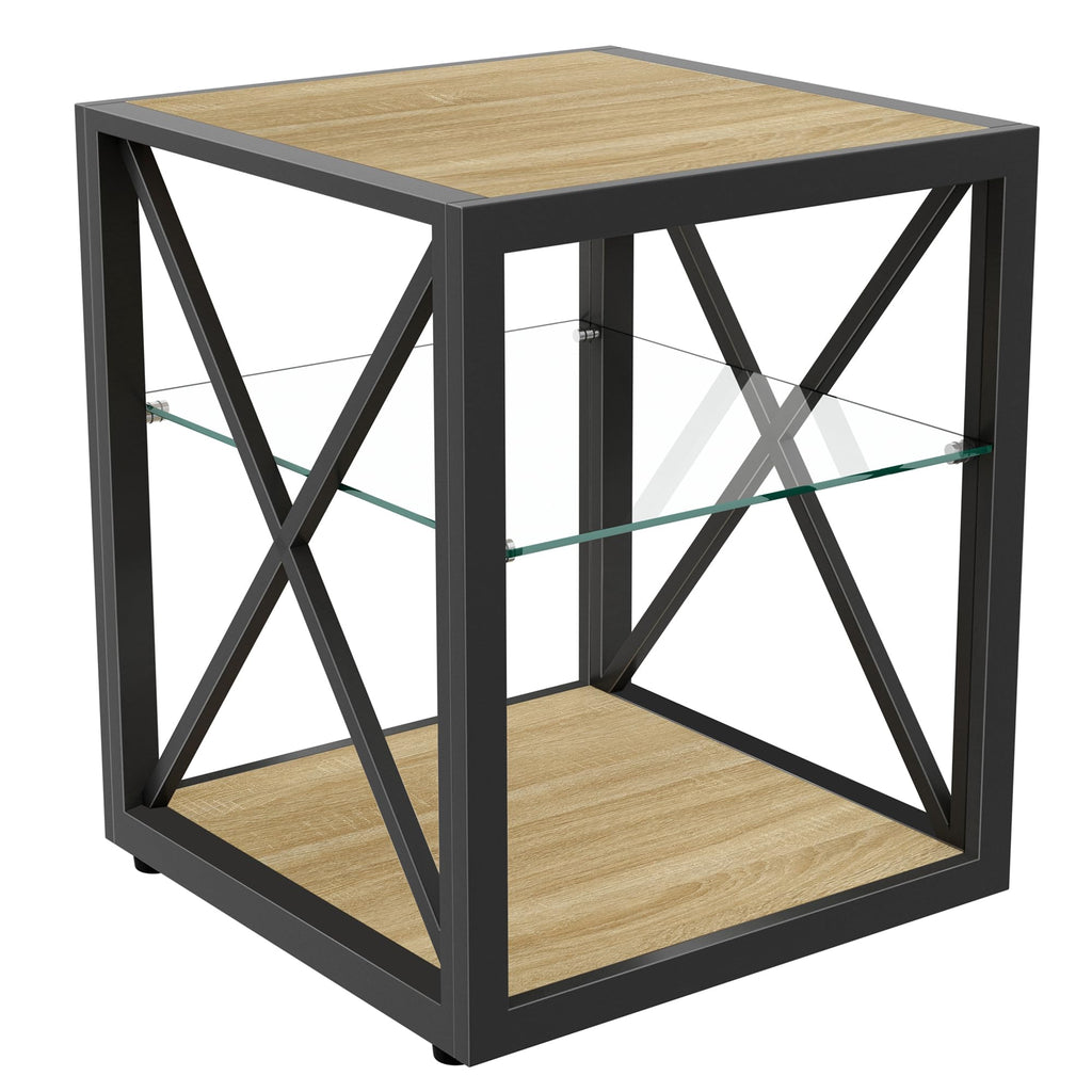 End Table Set of 2 with 3-Tier Storage Shelf U837452