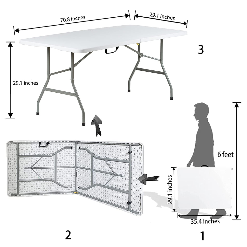 6ft Heavy Duty Foldable Plastic Folding Table S270
